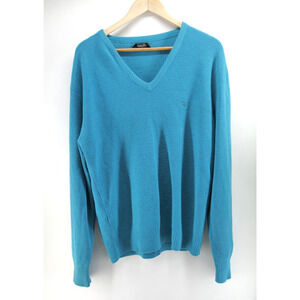 Christian Dior Men's Vintage V-Neck Blue Acrylic Sweater Made In USA Size‎ XL